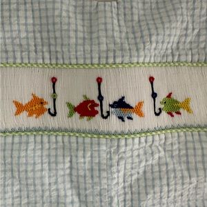 Smockingbird fish bubble. Perfect condition, 9 months.  Adorable fish detailing.